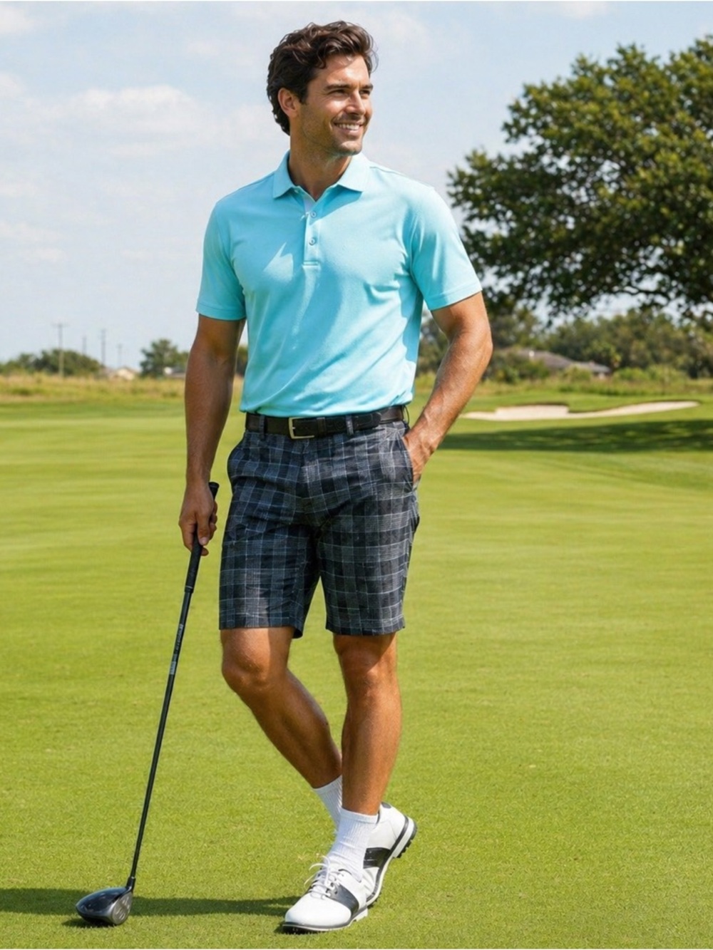 PGA Tour Checked Plaid Golf Activewear Performance Shorts Size 40